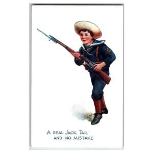 Vintage Tuck's Oilette Postcard Jack Tar Sailor Boy Rifle Patriotic WWI Era 8771